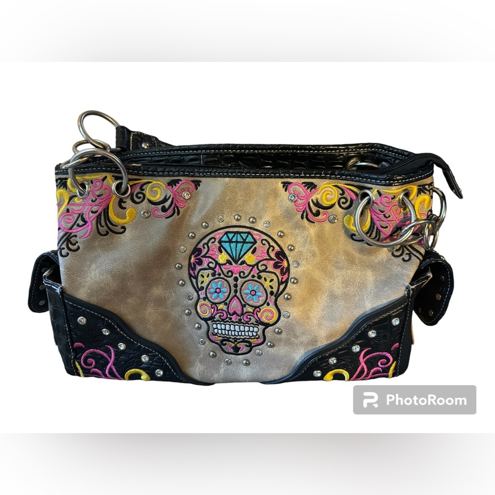 Faux Leather Sugar Skull Purse